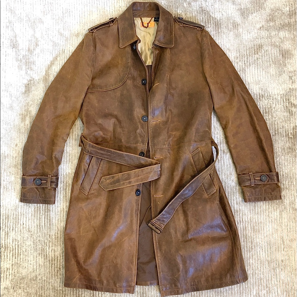 Men’s Barney’s New York Co-Op Leather Trench Coat